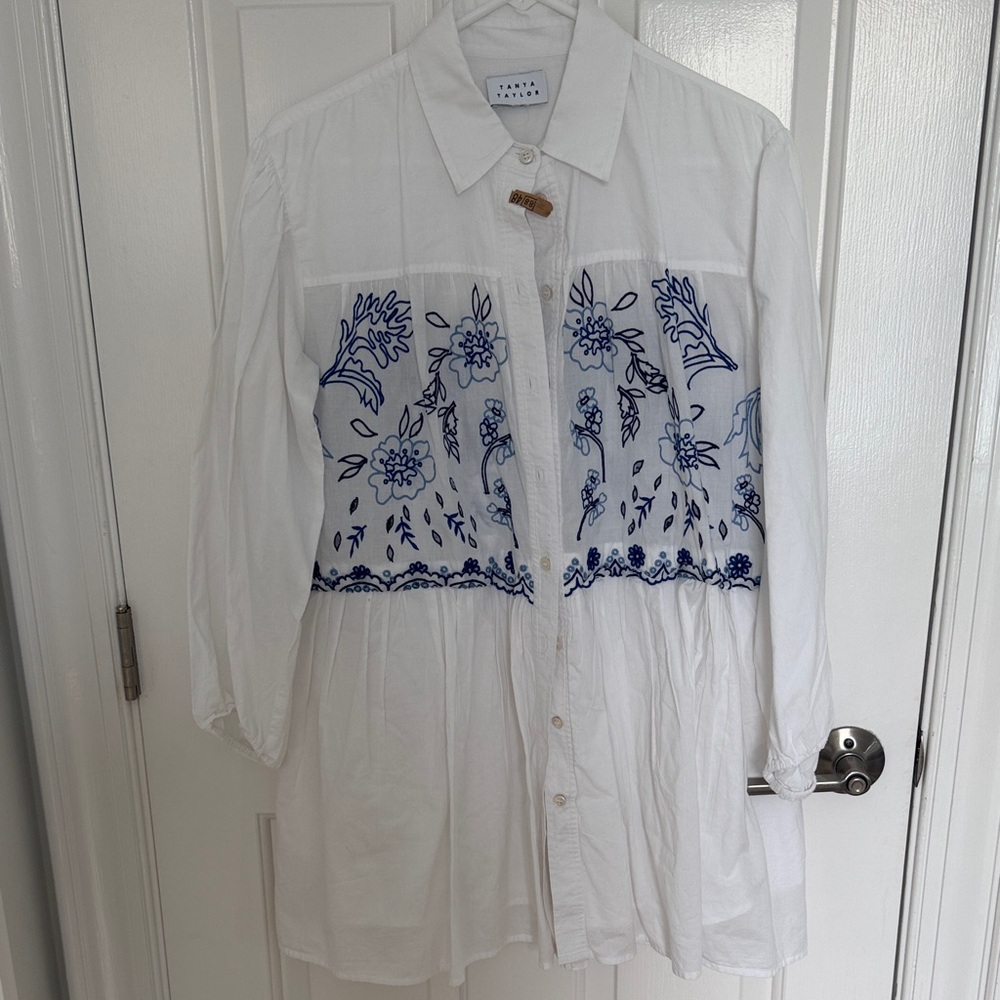 Tanya Taylor White Cotton Button-Up Shirt